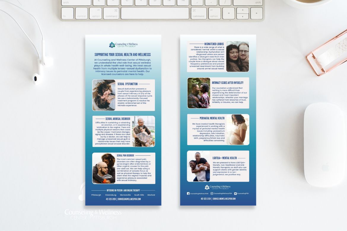 sex therapy brochure Counseling and Wellness Center of Pittsburgh, Marriage Counseling, Therapy, and Family Counseling in Pittsburgh, Monroeville, Wexford, and South Hills.